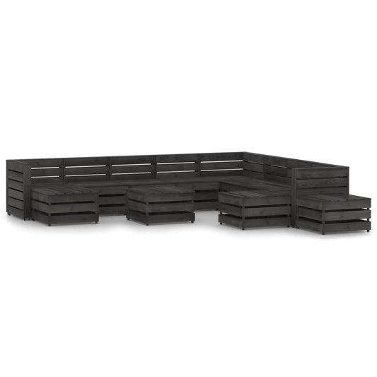 vidaXL 12 Piece Garden Lounge Set Grey Impregnated Pinewood