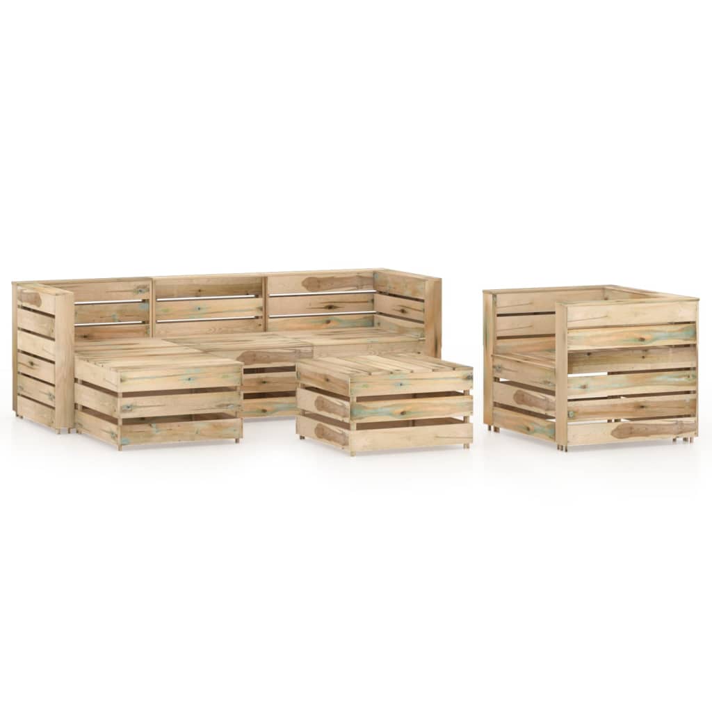 vidaXL 6 Piece Garden Lounge Set Green Impregnated Pinewood