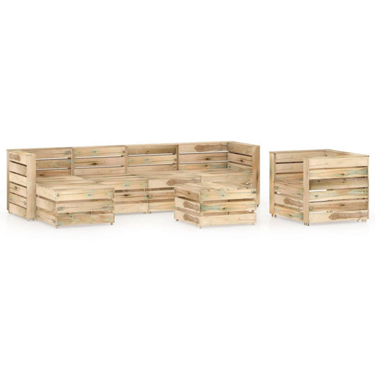 vidaXL 7 Piece Garden Lounge Set Green Impregnated Pinewood