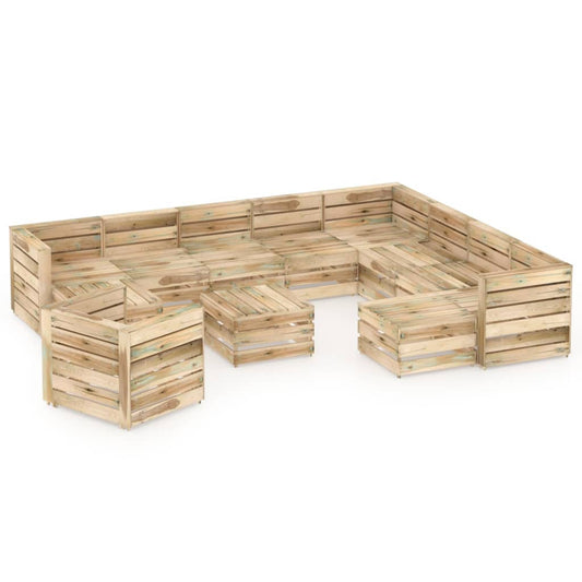 vidaXL 12 Piece Garden Lounge Set Green Impregnated Pinewood
