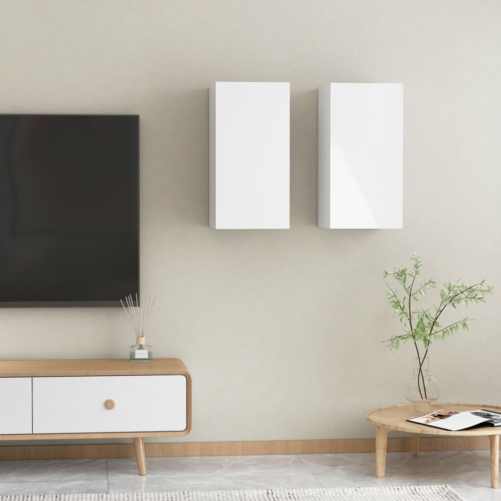 vidaXL TV Cabinets 2 pcs High Gloss White 30.5x30x60 cm Engineered Wood