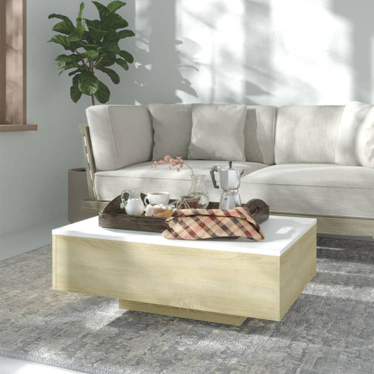 vidaXL Coffee Table White and Sonoma Oak 85x55x31 cm Engineered Wood