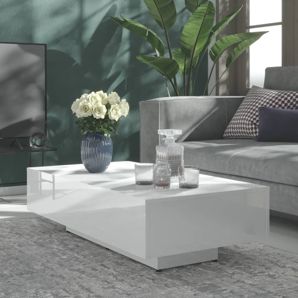 vidaXL Coffee Table High Gloss White 115x60x31 cm Engineered Wood
