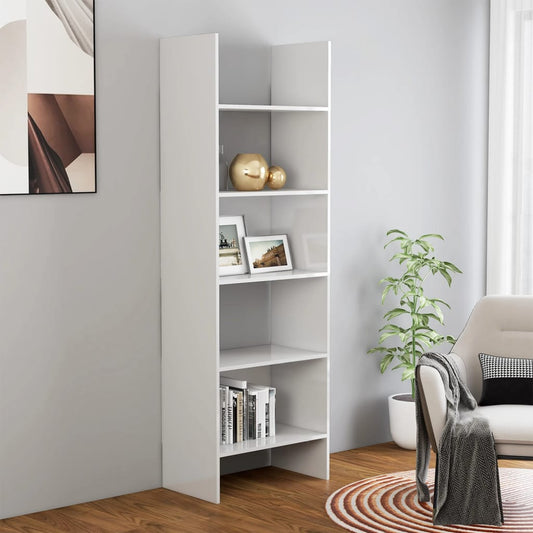 vidaXL Book Cabinet High Gloss White 60x35x180 cm Engineered Wood