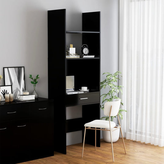 vidaXL Book Cabinet Black 60x35x180 cm Engineered Wood
