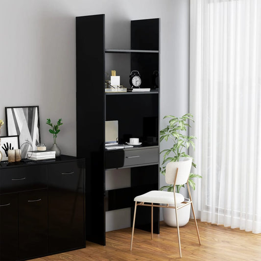 vidaXL Book Cabinet High Gloss Black 60x35x180 cm Engineered Wood