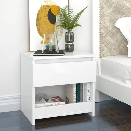 vidaXL Bedside Cabinets 2 pcs High Gloss White 40x30x39 cm Engineered Wood