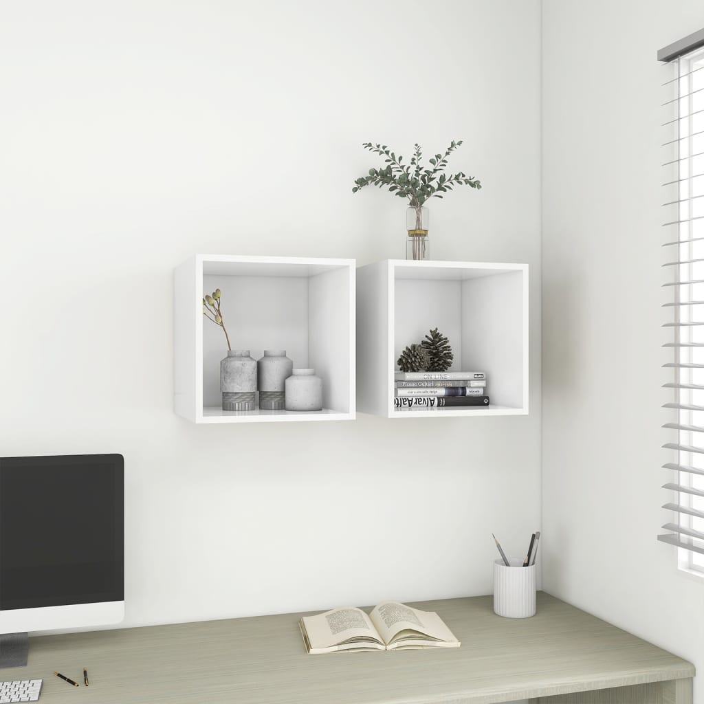 vidaXL Wall Cabinets 2 pcs White 37x37x37 cm Engineered Wood