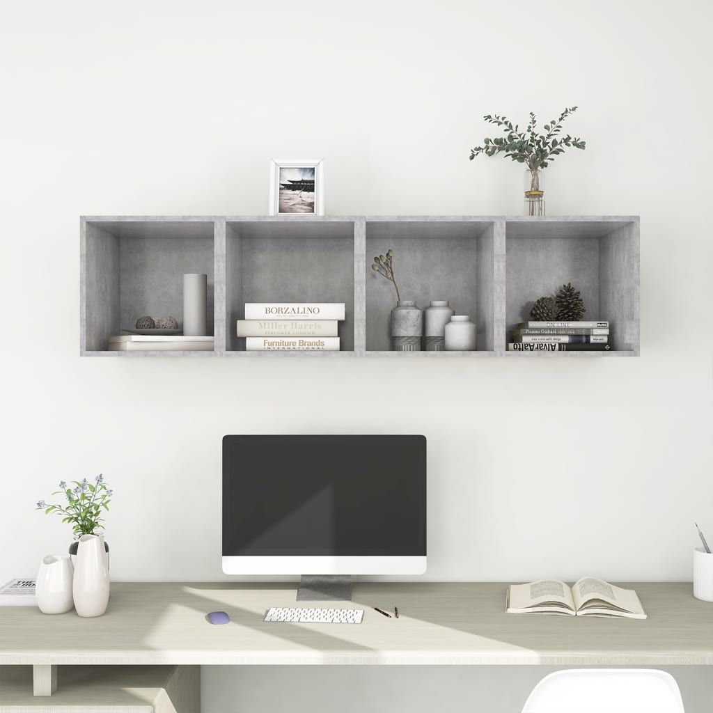 vidaXL Wall Cabinets 4 pcs Concrete Grey 37x37x37 cm Engineered Wood