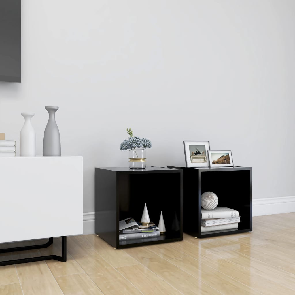 vidaXL TV Cabinets 2 pcs Black 37x35x37 cm Engineered Wood