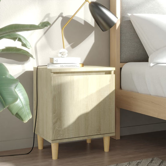 vidaXL Bed Cabinets with Solid Wood Legs 2 pcs Sonoma Oak 40x30x50 cm