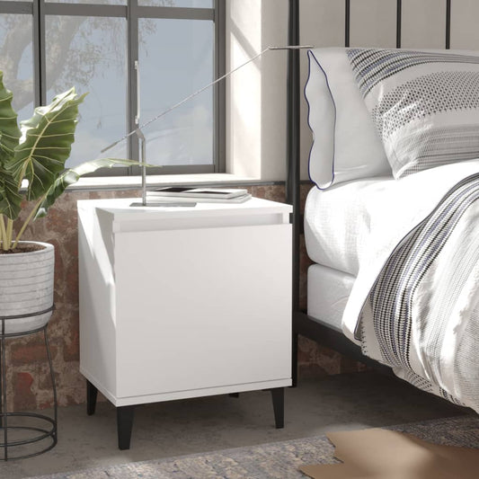vidaXL Bed Cabinets with Metal Legs 2 pcs White 40x30x50 cm