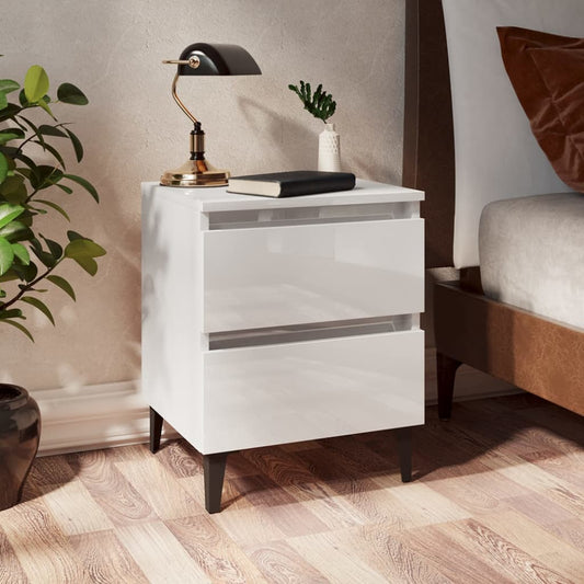 vidaXL Bed Cabinet  High Gloss White 40x35x50 cm Engineered Wood