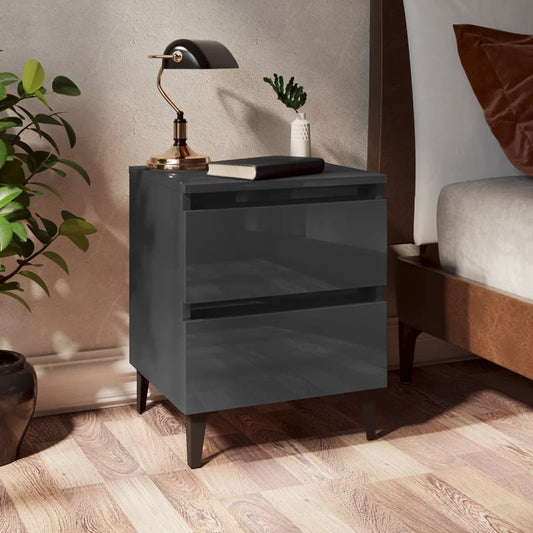vidaXL Bed Cabinet  High Gloss Grey 40x35x50 cm Engineered Wood