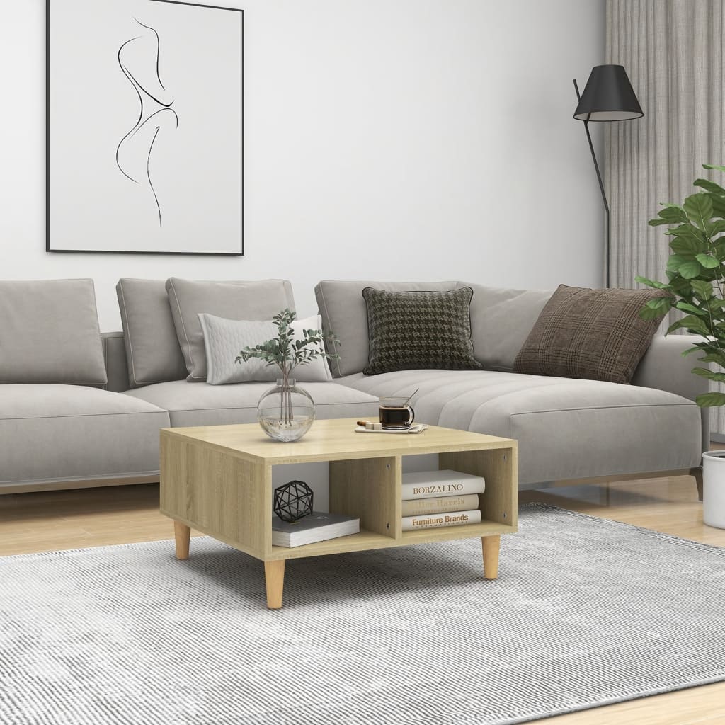 vidaXL Coffee Table White and Sonoma Oak 60x60x30 cm Engineered Wood