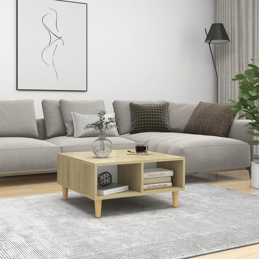 vidaXL Coffee Table White and Sonoma Oak 60x60x30 cm Engineered Wood