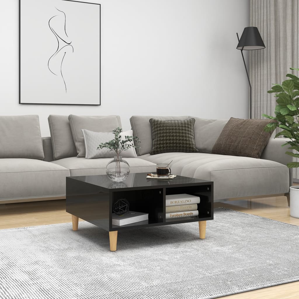 vidaXL Coffee Table High Gloss Black 60x60x30 cm Engineered Wood