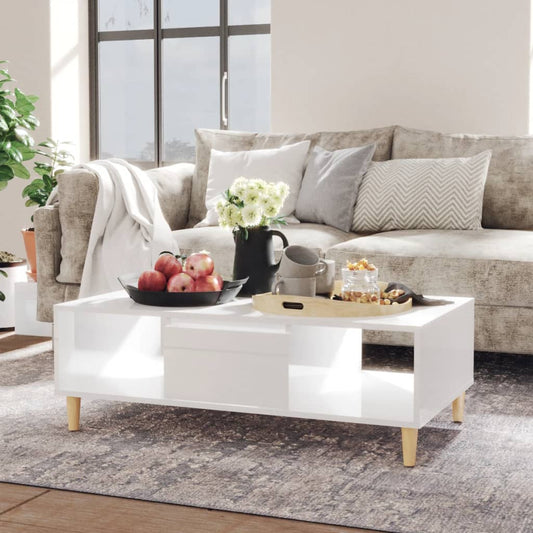 vidaXL Coffee Table High Gloss White 103.5x60x35 cm Engineered Wood