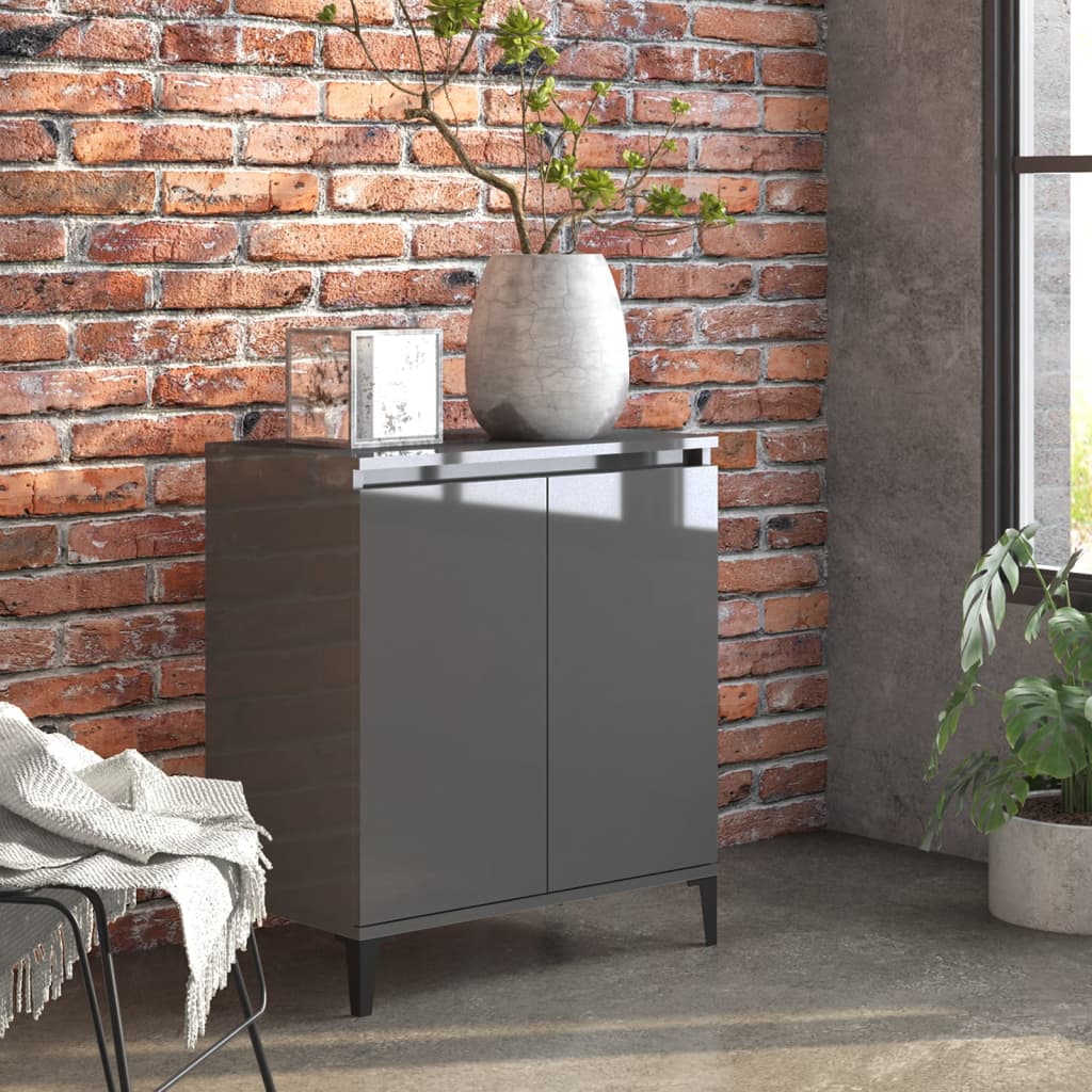 vidaXL Sideboard High Gloss Grey 60x35x70 cm Engineered Wood