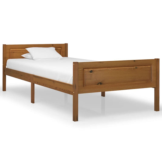 vidaXL Bed Frame Solid Pinewood Honey Brown 100x200 cm