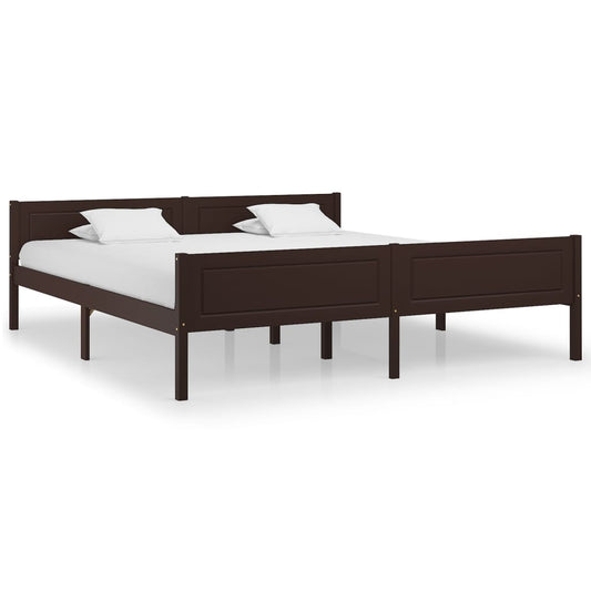 vidaXL Bed Frame Solid Pinewood Dark Brown 180x200 cm 6FT Super King