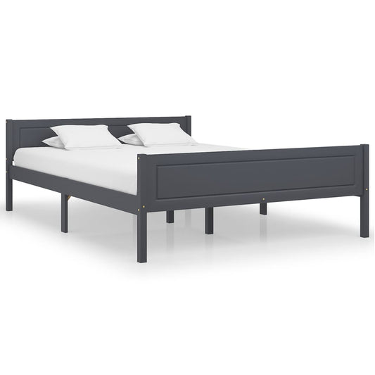 vidaXL Bed Frame Solid Pinewood Grey 120x200 cm