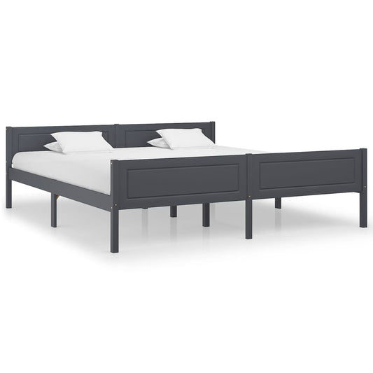 vidaXL Bed Frame Solid Pinewood Grey 180x200 cm 6FT Super King
