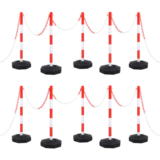 vidaXL Chain Post Set with 10 m Plastic Chain