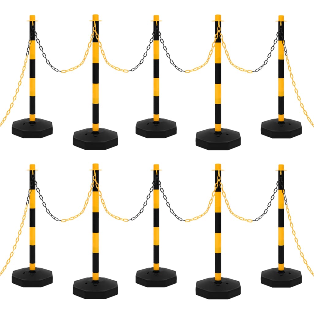 vidaXL Chain Post Set with 10 m Plastic Chain