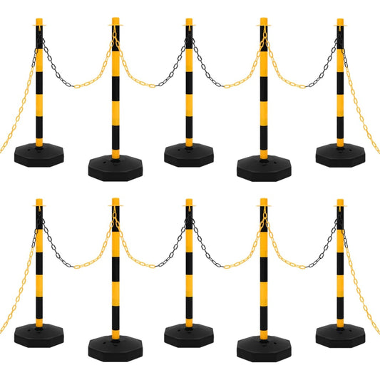 vidaXL Chain Post Set with 10 m Plastic Chain