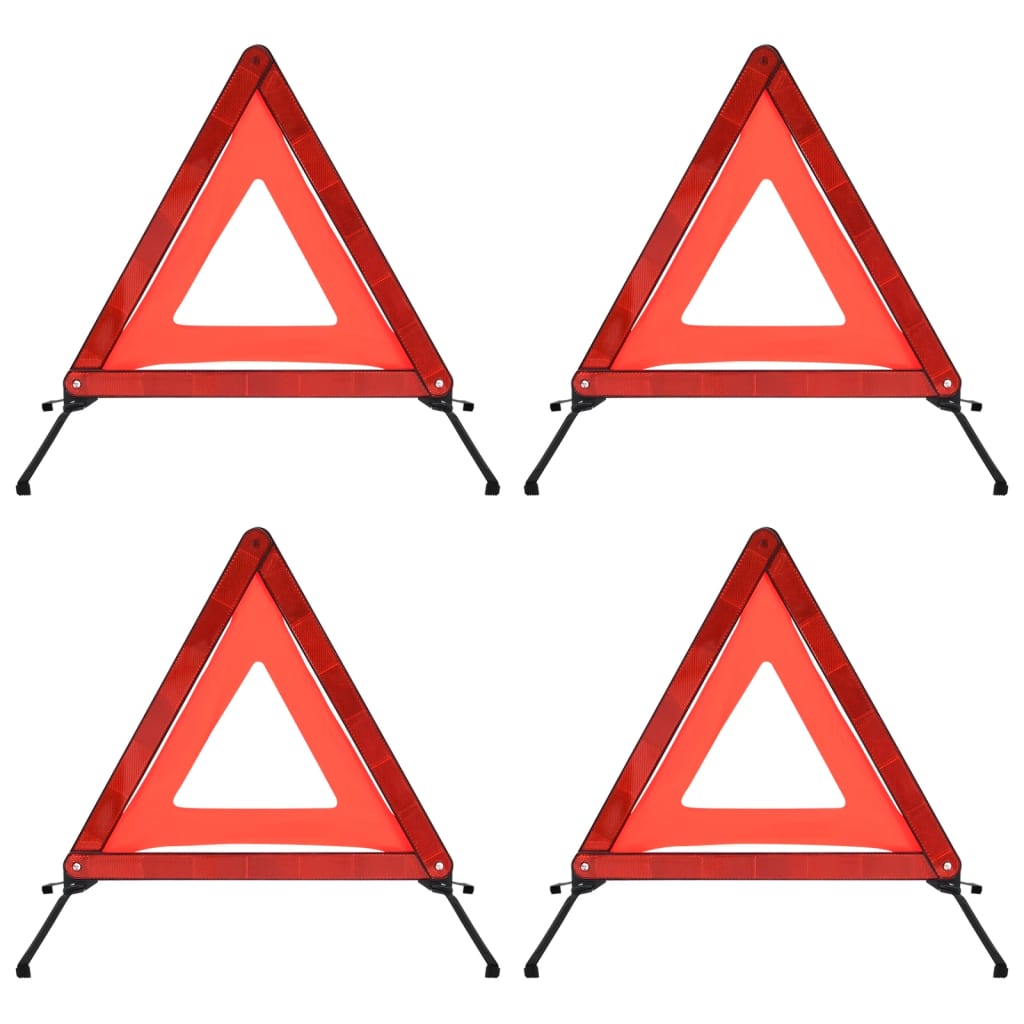 vidaXL Traffic Warning Triangles 4 pcs Red 56.5x36.5x44.5cm