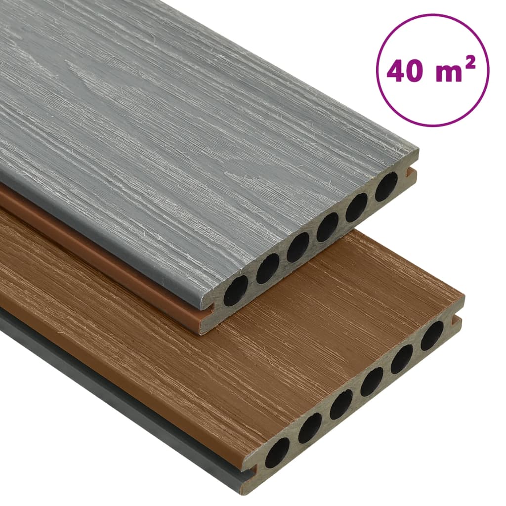 vidaXL WPC Decking Boards with Accessories Brown and Grey 40 må_ 2.2 m