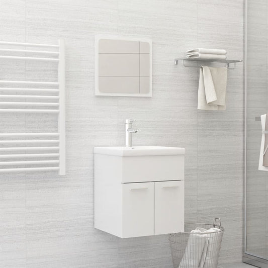 vidaXL Bathroom Furniture Set High Gloss White Engineered Wood