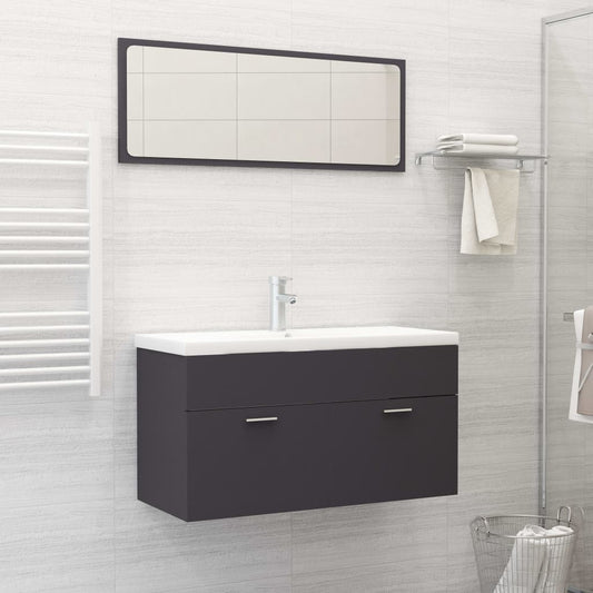 vidaXL Bathroom Furniture Set Grey Engineered Wood