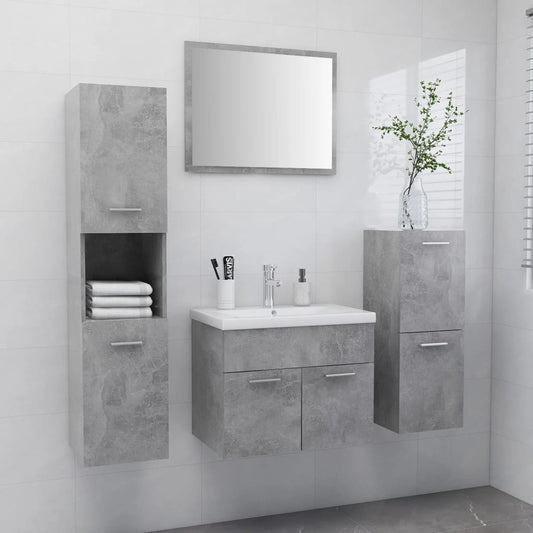 vidaXL Bathroom Furniture Set Concrete Grey Engineered Wood