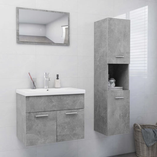 vidaXL Bathroom Furniture Set Concrete Grey Engineered Wood