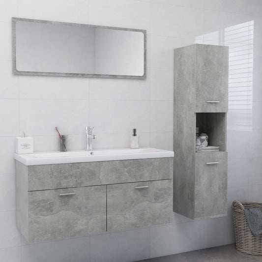 vidaXL Bathroom Furniture Set Concrete Grey Engineered Wood