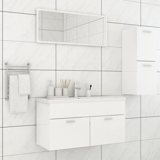 vidaXL Bathroom Furniture Set High Gloss White Engineered Wood