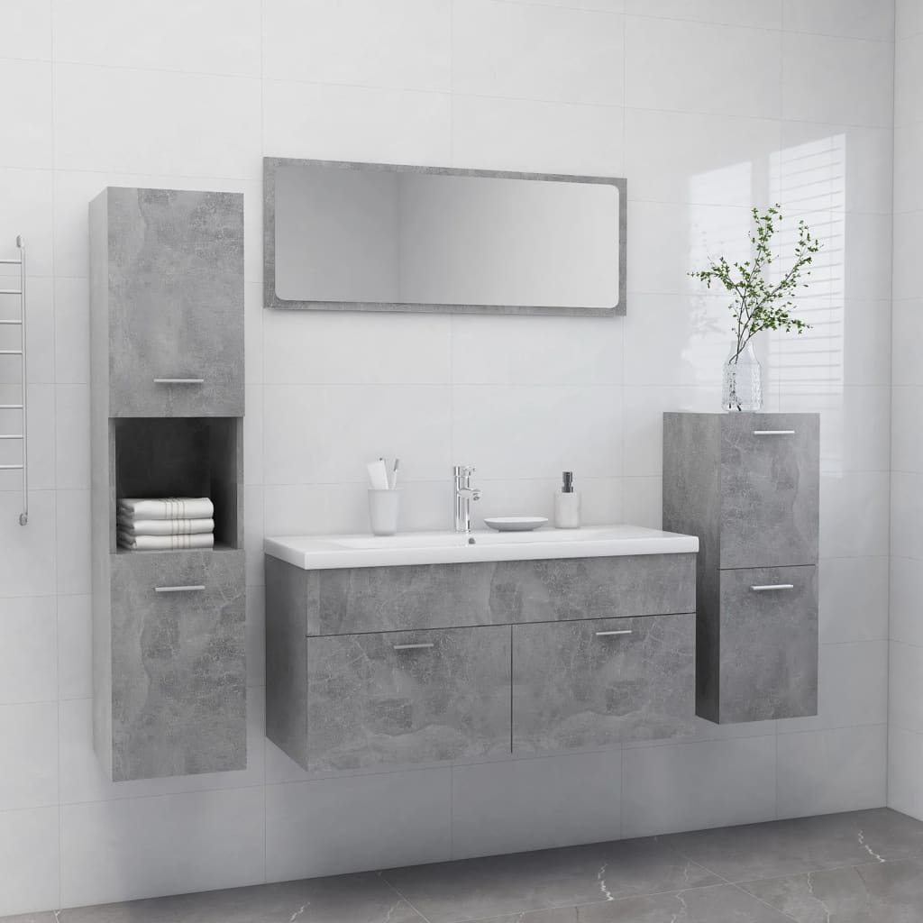 vidaXL Bathroom Furniture Set Concrete Grey Engineered Wood