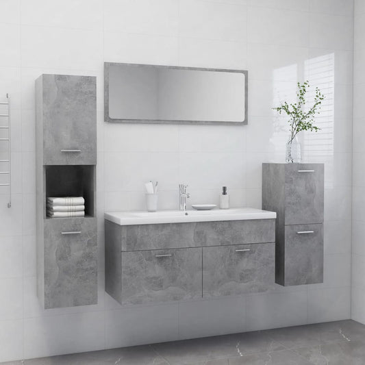 vidaXL Bathroom Furniture Set Concrete Grey Engineered Wood