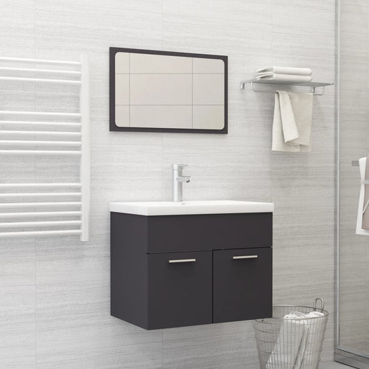 vidaXL Bathroom Furniture Set Grey Engineered Wood
