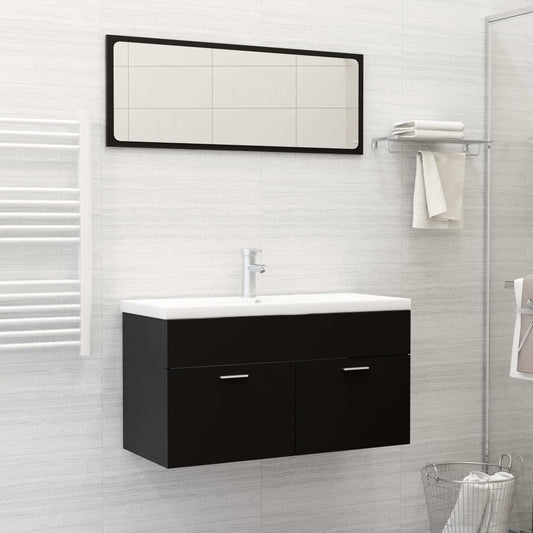 vidaXL Bathroom Furniture Set Black Engineered Wood