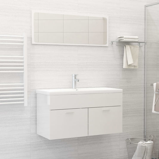 vidaXL Bathroom Furniture Set High Gloss White Engineered Wood