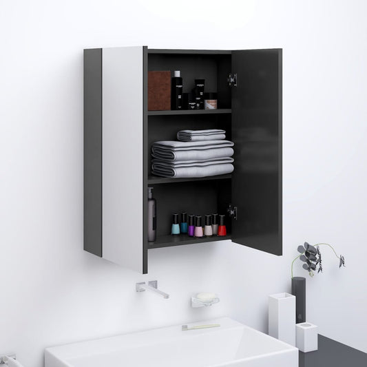 vidaXL Bathroom Mirror Cabinet 60x15x75 cm MDF Grey
