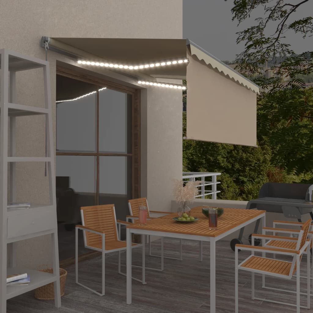 vidaXL Manual Retractable Awning with Blind&LED 3.5x2.5m Cream