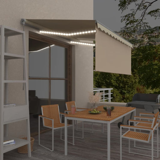 vidaXL Manual Retractable Awning with Blind&LED 3.5x2.5m Cream