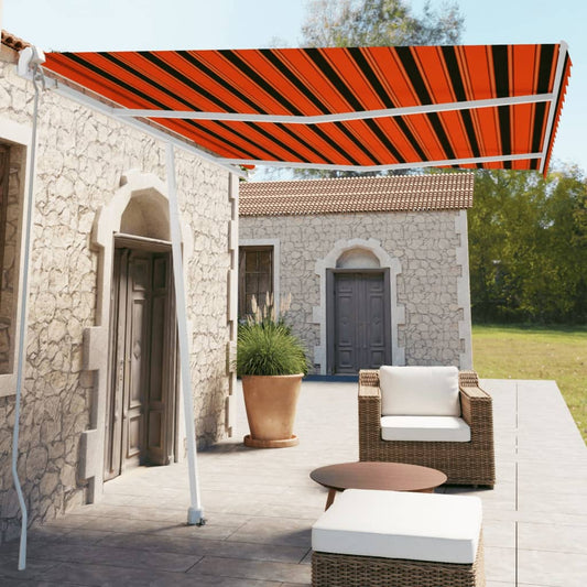 vidaXL Freestanding Manual Retractable Awning 350x250 cm Orange/Brown