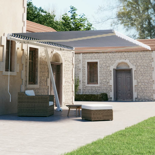 vidaXL Freestanding Manual Retractable Awning 400x300 cm Blue/White