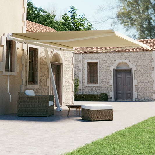 vidaXL Freestanding Manual Retractable Awning 450x300 cm Cream