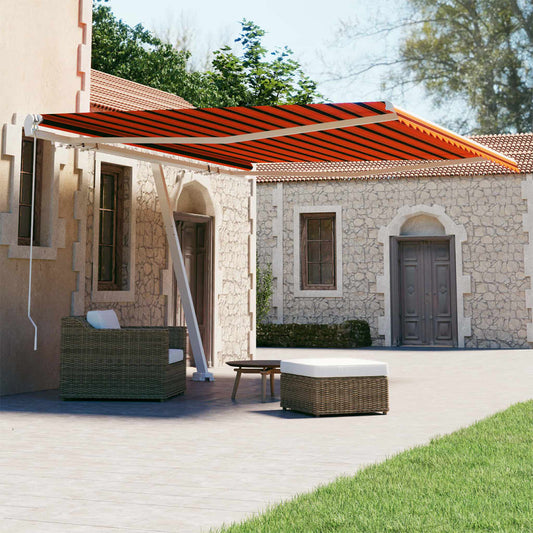 vidaXL Freestanding Manual Retractable Awning 450x300 cm Orange/Brown